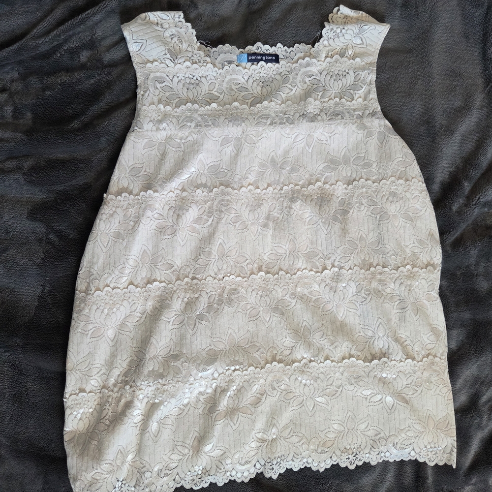 ☀️ 3/$15 - Penningtons Cream Lace Top